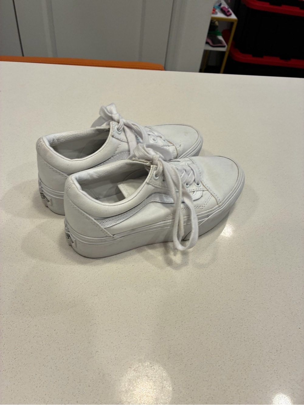 White Platform Sneakers - Women's Casual Lace-Up Size 5